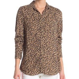 Beachlunchlounge Alana Leopard Print Button Down Shirt